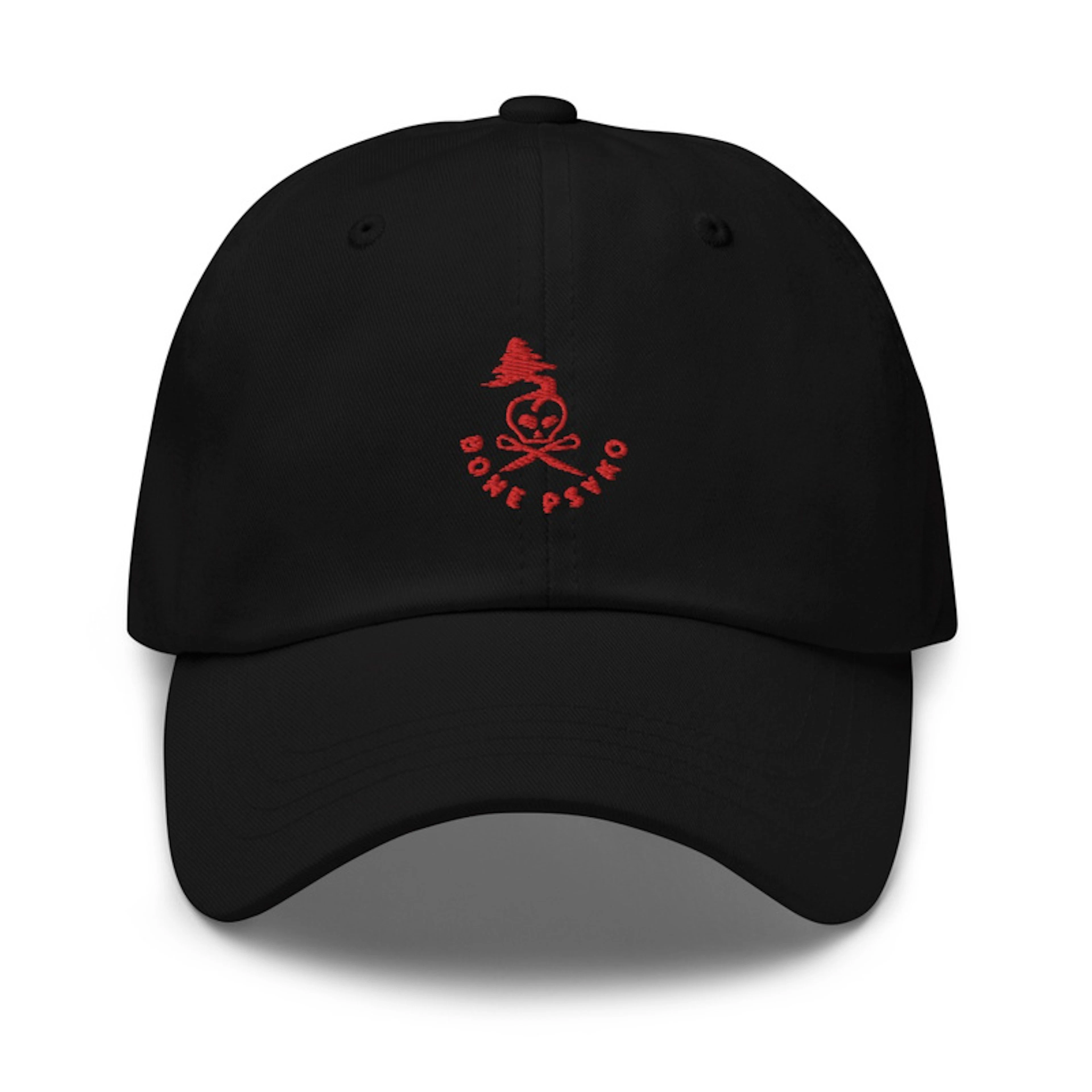 Black hat with red logo