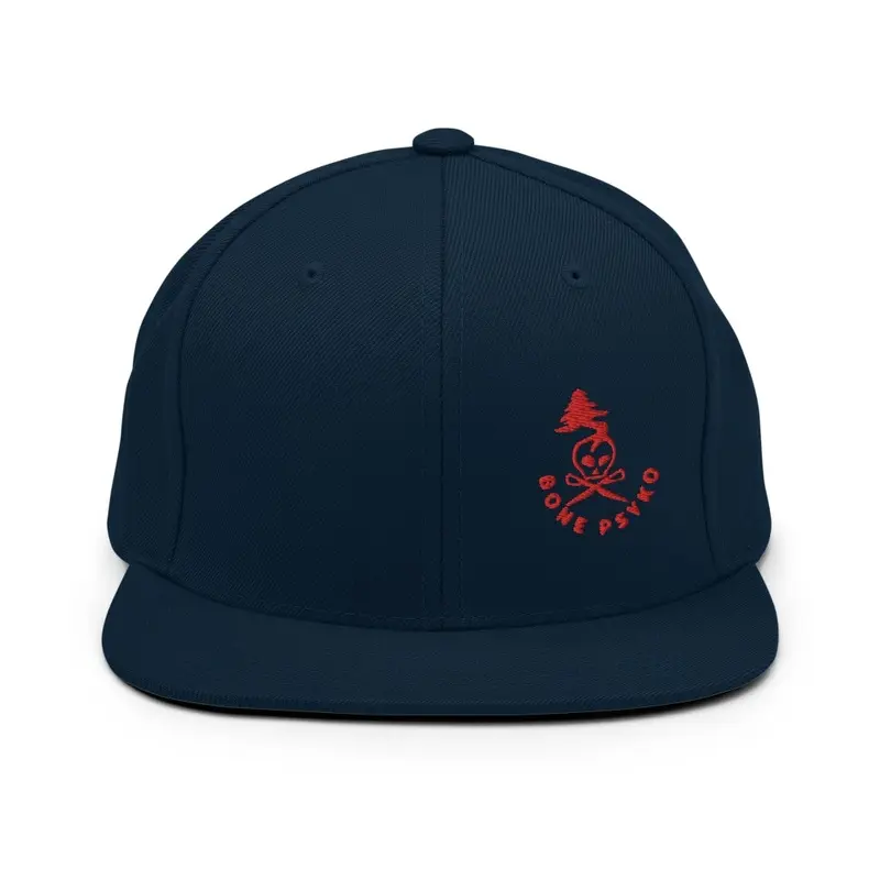 Snapback hat with red logo