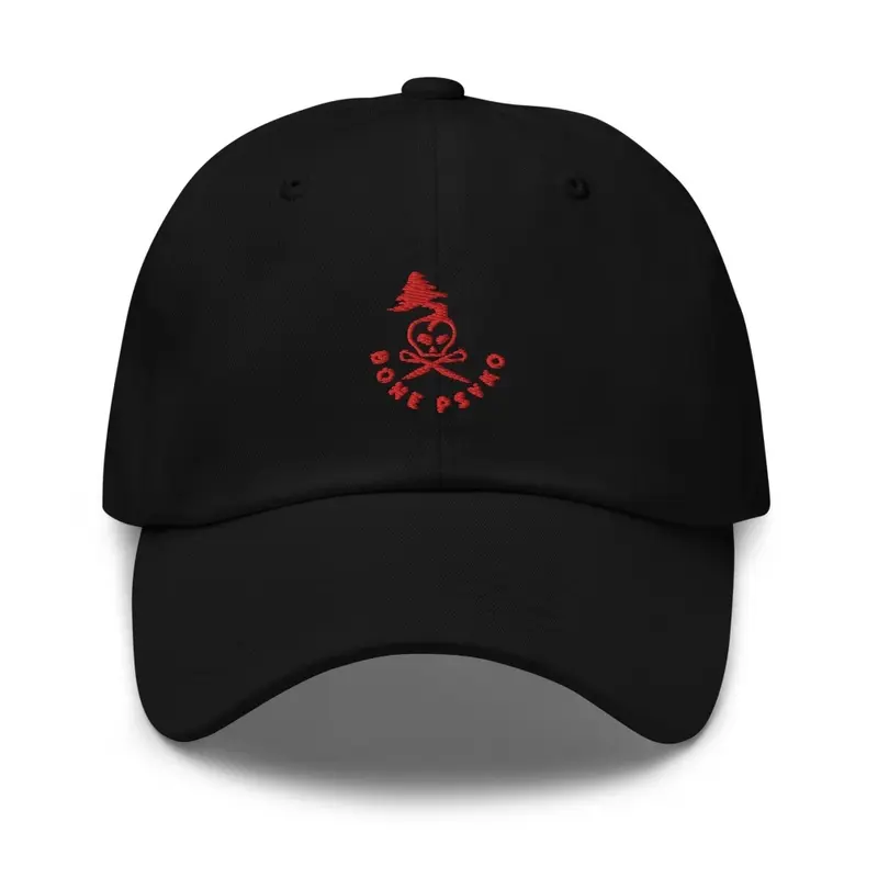 Black hat with red logo