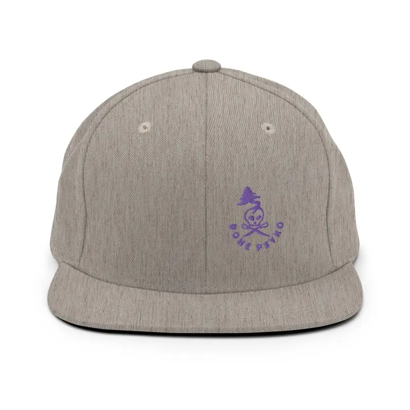 Grey snapback hat with blue logo